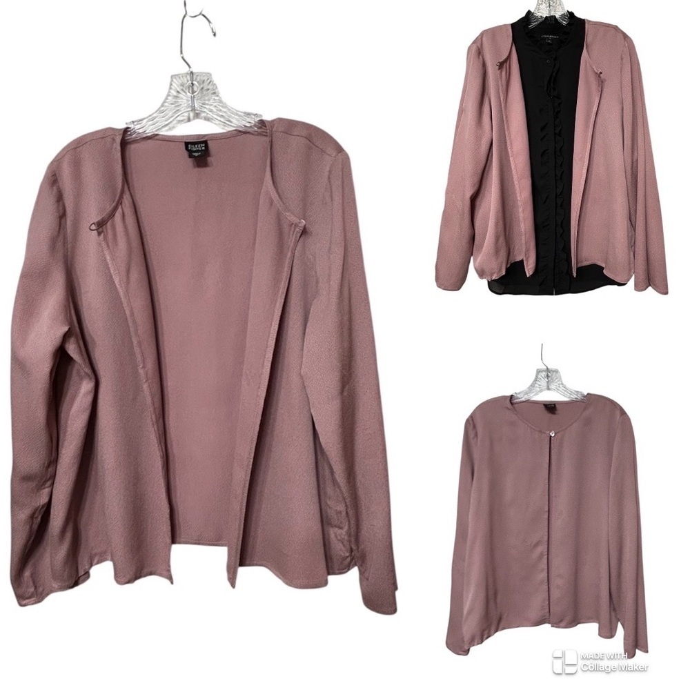 Eileen Fisher. 100% silk single button blouse